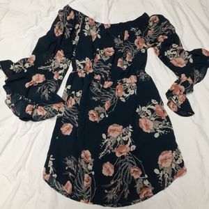 Black Floral off the shoulder Dress